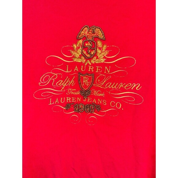 Lauren Raplh Lauren beaded crown logo - red long sleeve knit top size PL - Picture 2 of 5